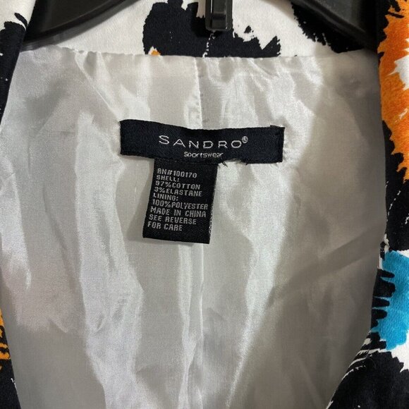 SANDRO SPORTWEAR Woman's Multi-Color Printed Button Down Jacket  Sz S - Picture 3 of 8